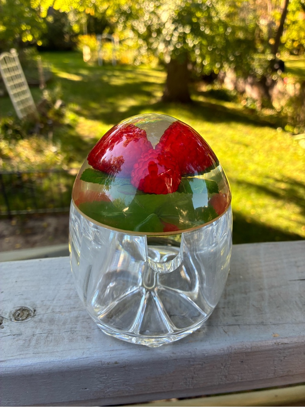 Vintage Raspberry Lucite Jam Condiment Bowl with Lid